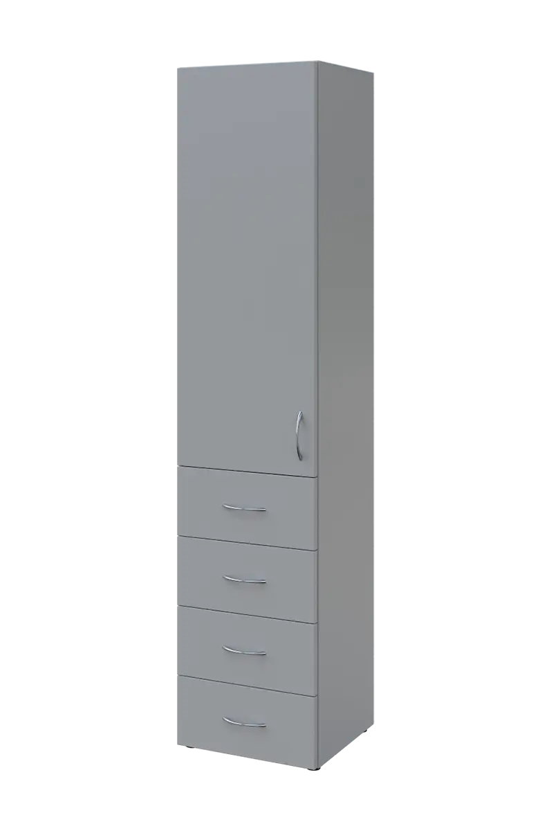 NN 5 - 44ZD skříň vysoká, 4-zásuvková/1-dveřová, levá, 1800x400x400, šedá